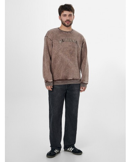 Свитшот ACID WASH шоколадный +печать