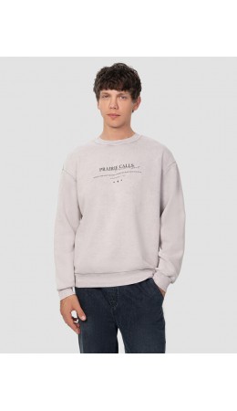 Свитшот ACID WASH серый +печать