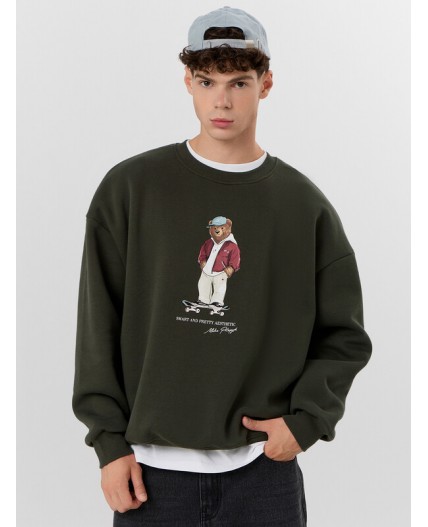 Свитшот т.хаки +печать1