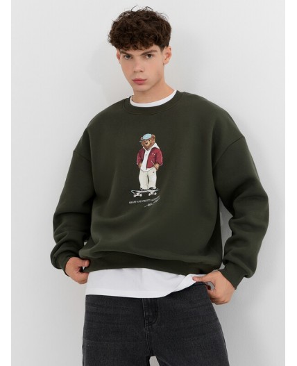 Свитшот т.хаки +печать1