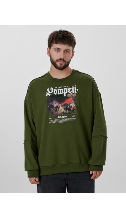 Свитшот осенний мох +печать