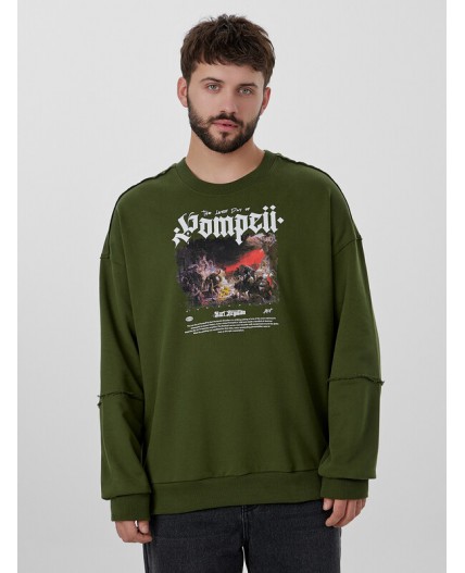 Свитшот осенний мох +печать