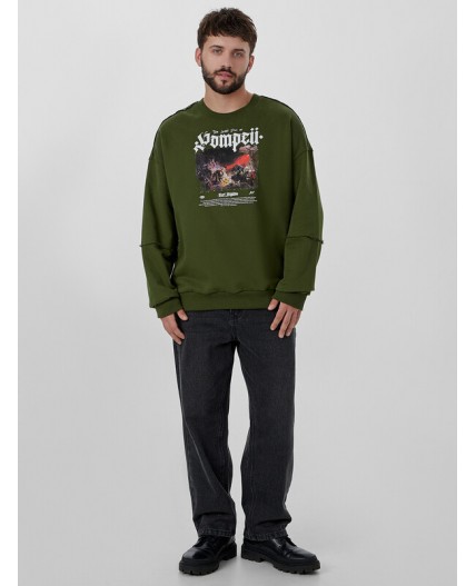 Свитшот осенний мох +печать