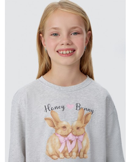 Сорочка серый меланж 4306-А +печать2