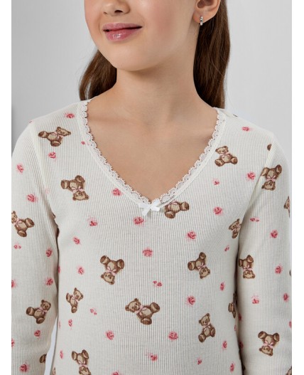Сорочка мишки с цветами на молоке