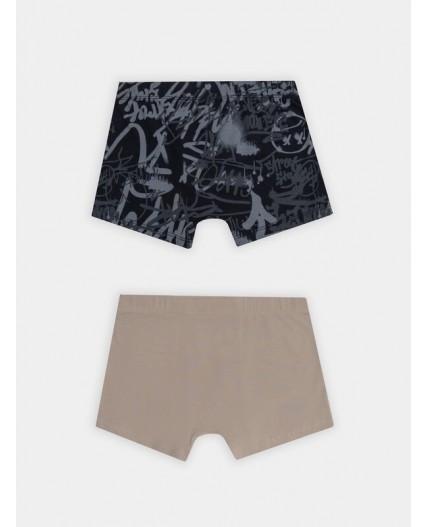 Трусы бежевый +граффити на черном