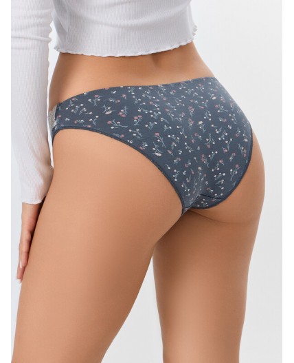 Трусы цветы на т.сером