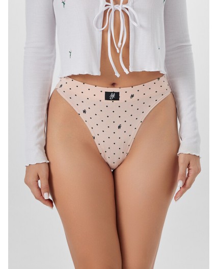 Трусы горошек на бежевом