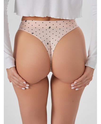 Трусы горошек на бежевом