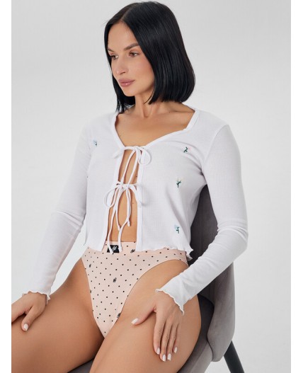 Трусы горошек на бежевом