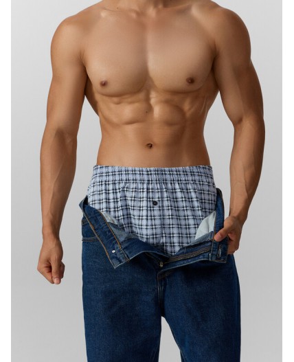 Трусы клетка на серо -голубом