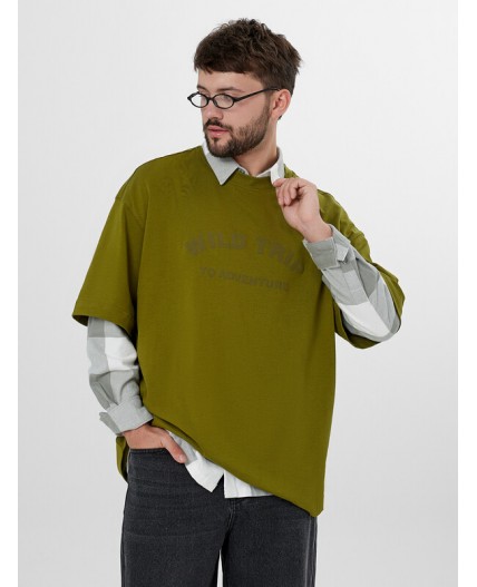 Футболка травяной +печать