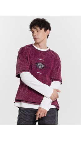 Футболка винный acid wash