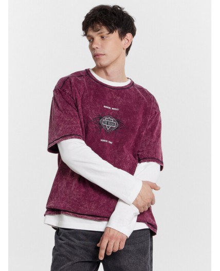 Футболка винный acid wash