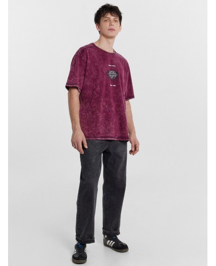 Футболка винный acid wash