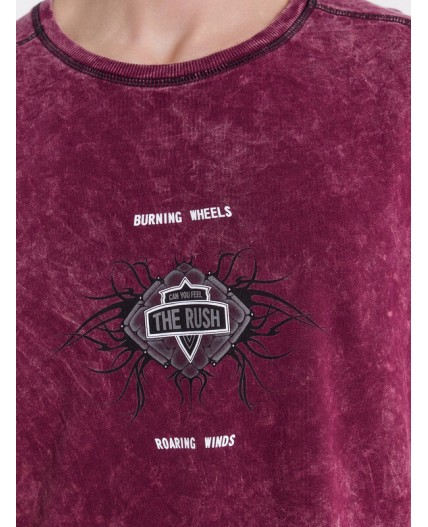 Футболка винный acid wash