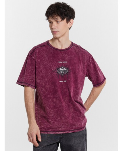 Футболка винный acid wash