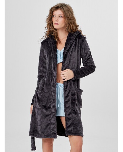 Халат серые сердечки