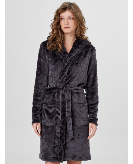 Халат серые сердечки