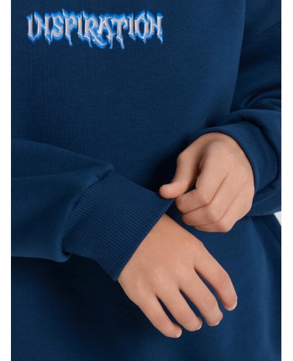 Худи полуночный синий +печать