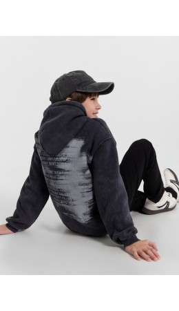 Худи ACID WASH черный +печать