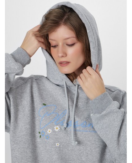 Худи серый меланж 4250-Е +печать