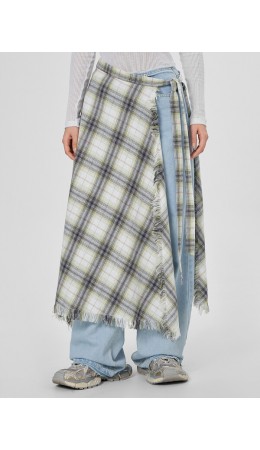 Юбка бежево -серая клетка