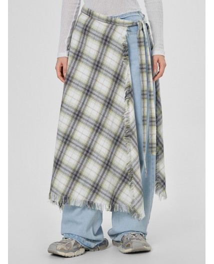 Юбка бежево -серая клетка