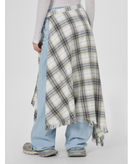 Юбка бежево -серая клетка