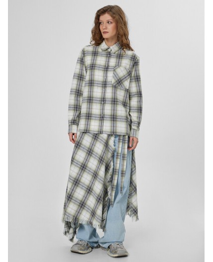 Юбка бежево -серая клетка