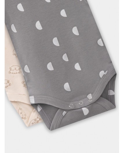 Боди тигрята на пудре +дольки на сером