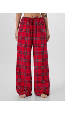 Брюки клетка на красном