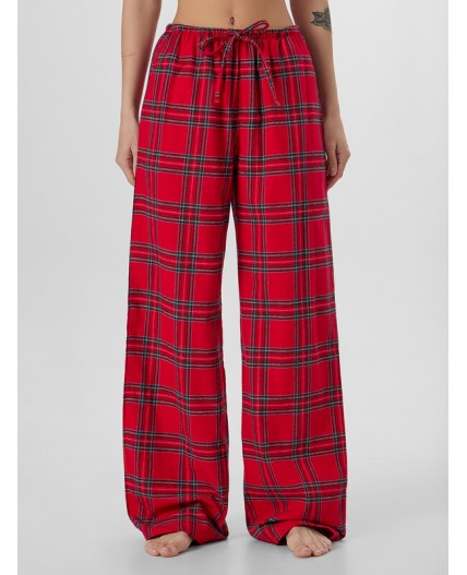 Брюки клетка на красном