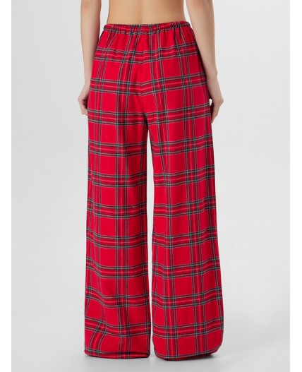 Брюки клетка на красном