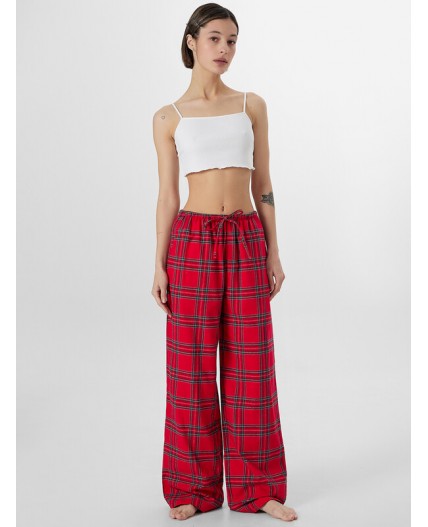 Брюки клетка на красном
