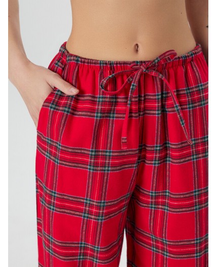 Брюки клетка на красном