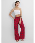 Брюки клетка на красном