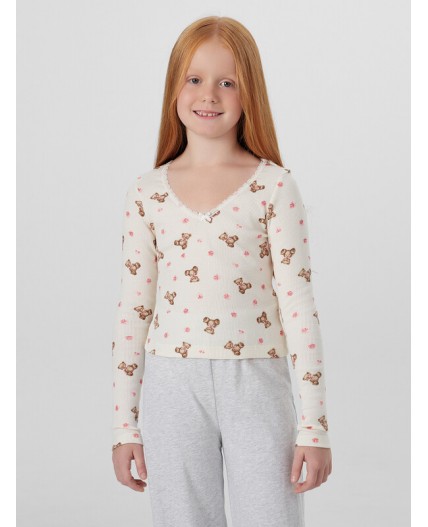 Комплект мишки с цветами на молоке +серый меланж 4306-А