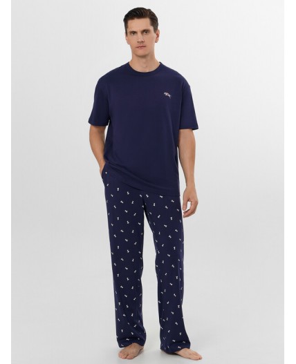 Комплект т.синий +белые лошади на т.синем