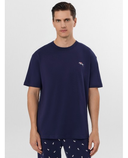 Комплект т.синий +белые лошади на т.синем