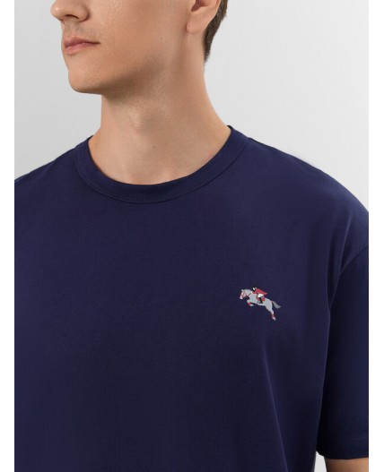 Комплект т.синий +белые лошади на т.синем