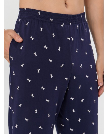 Комплект т.синий +белые лошади на т.синем