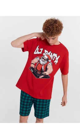 Комплект красный +черная клетка на св.малахите