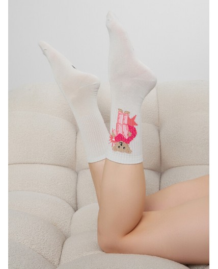 Носки молочный /серебр.люрекс