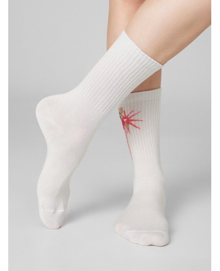 Носки молочный /серебр.люрекс