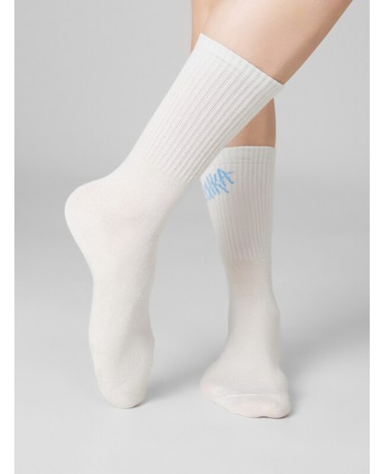 Носки молочный /серебр.люрекс