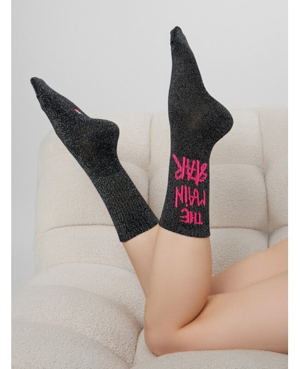 Носки черный /серебряный люрекс