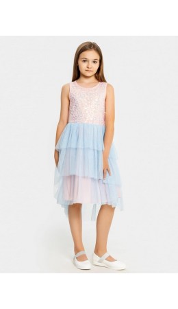 Платье розовый +голубой