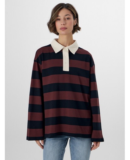 Поло коричнево -черная полоска