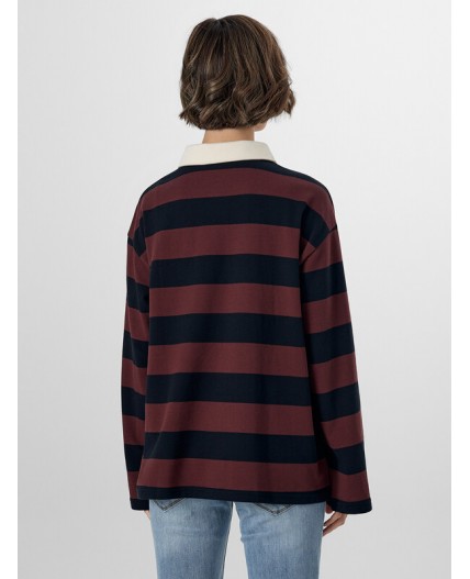 Поло коричнево -черная полоска